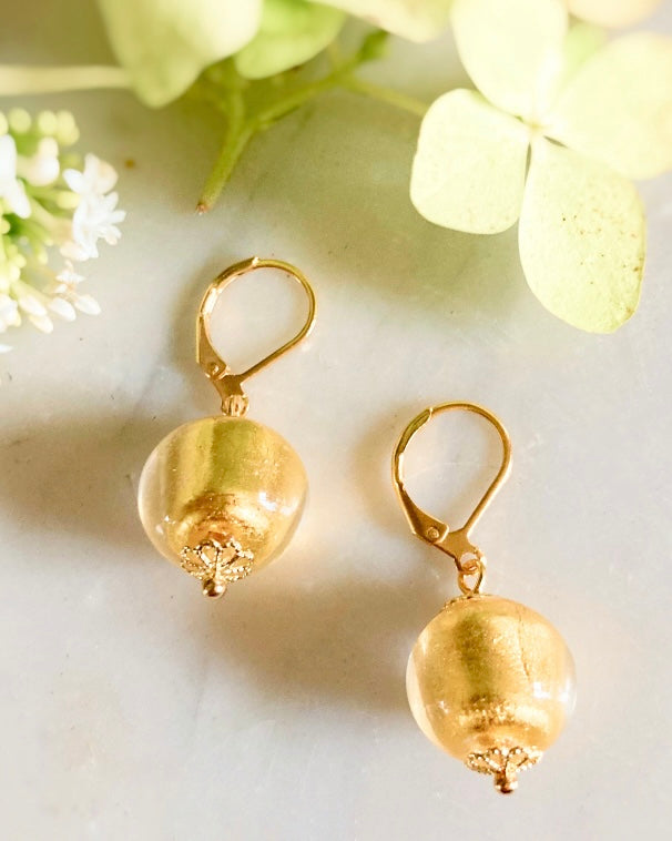 Boucles D'Oreilles Pendantes En Véritable Verre De Murano - Bleu - Neuf Avec Étiquettes