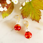 Boucles Murano cristal rouge