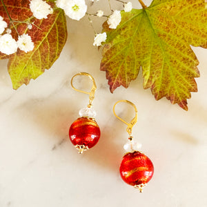 Boucles Murano cristal rouge