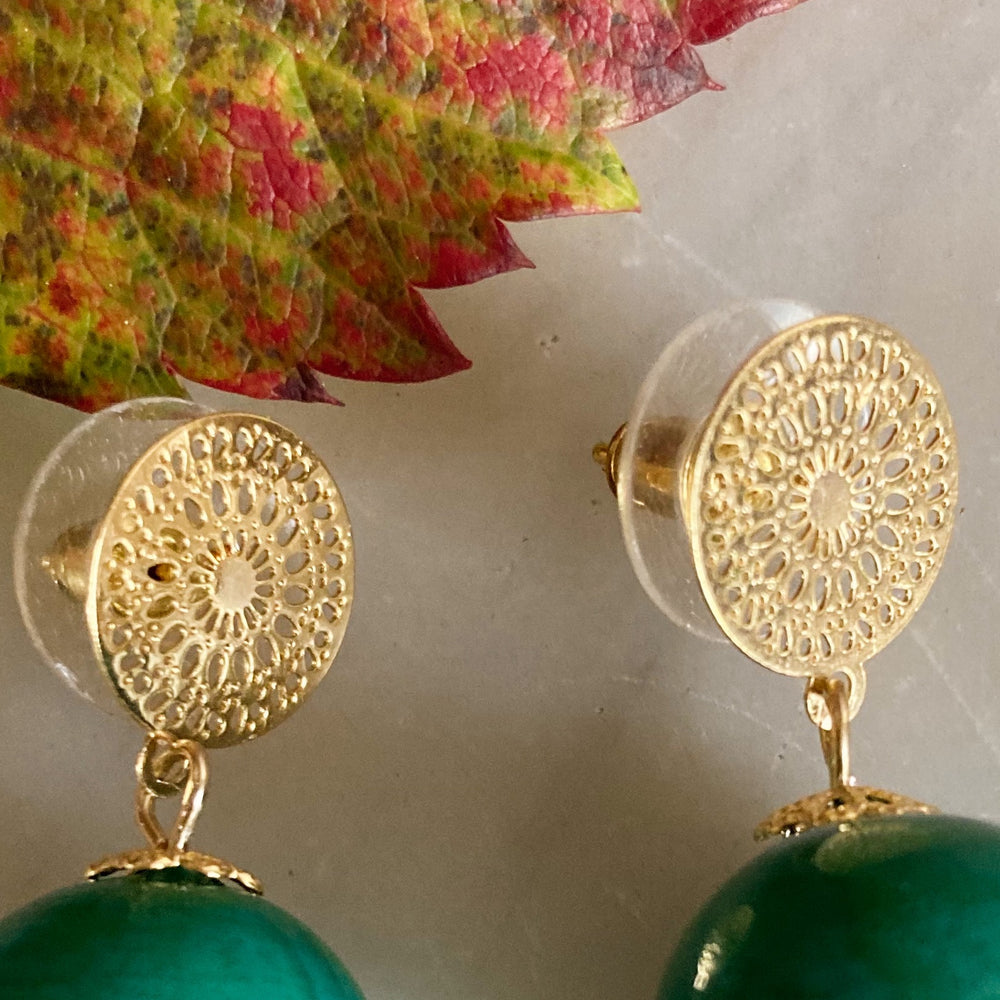 Boucles Murano vert or