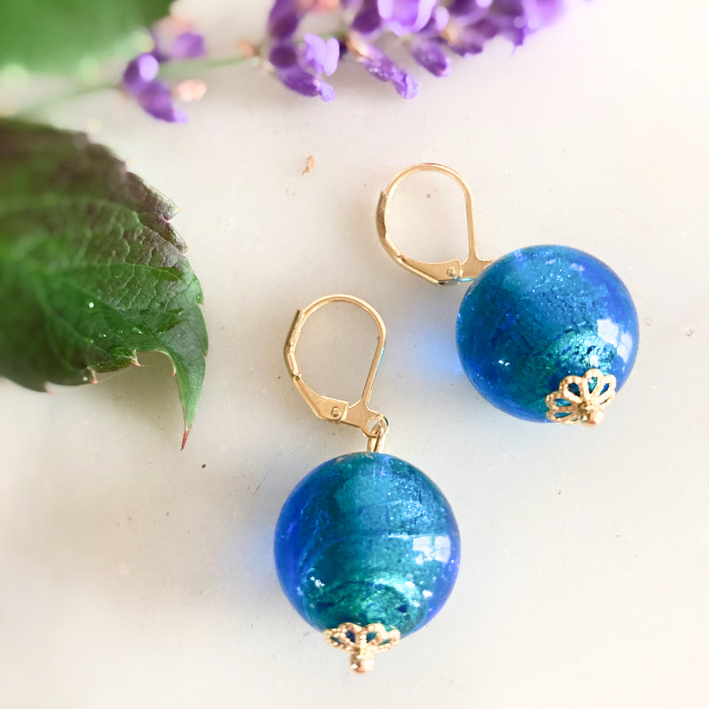 Boucles Murano turquoise