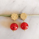 Boucles Murano rouge or